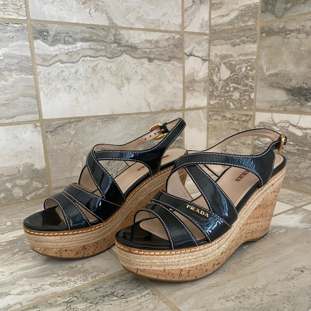 Prada Buckle Strap Wedge